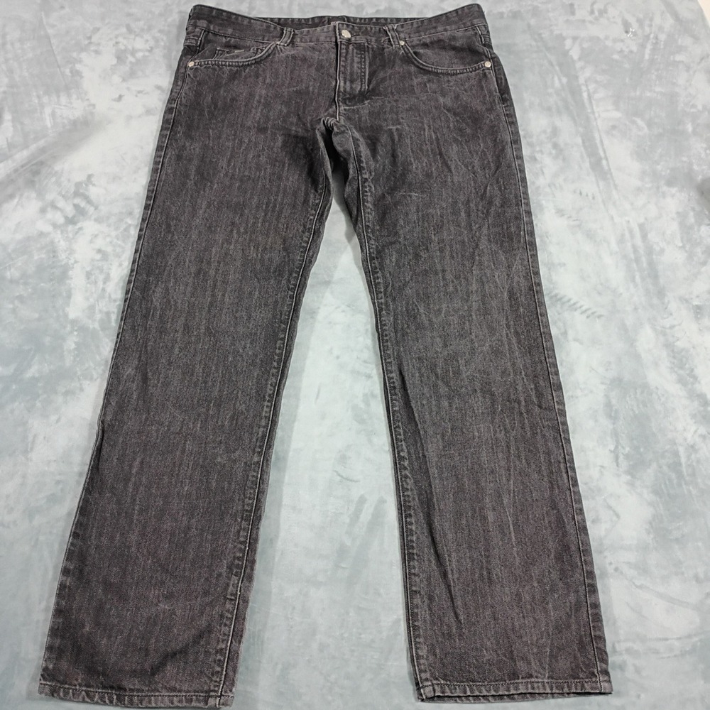 Hugo Boss Kansas Regular Fit Jeans Mens 38x32 Dark Grey Straight Leg Denim